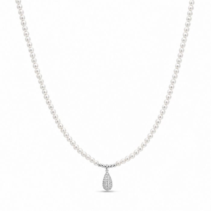 FANCY DROP SHAPED PEARL SILVER NECKLACE