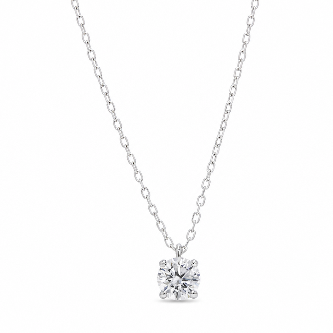 SHINNY ONE STONED SILVER NECKLACE