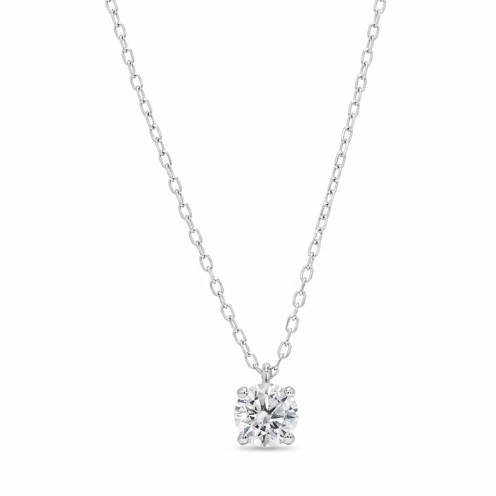 SHINNY ONE STONED SILVER NECKLACE