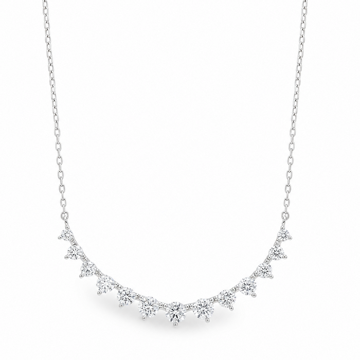 CURVED ROUND STONES SILVER NECKLACE