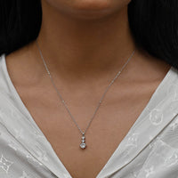 TRIPLE ROUNDED STONES SILVER NECKLACE