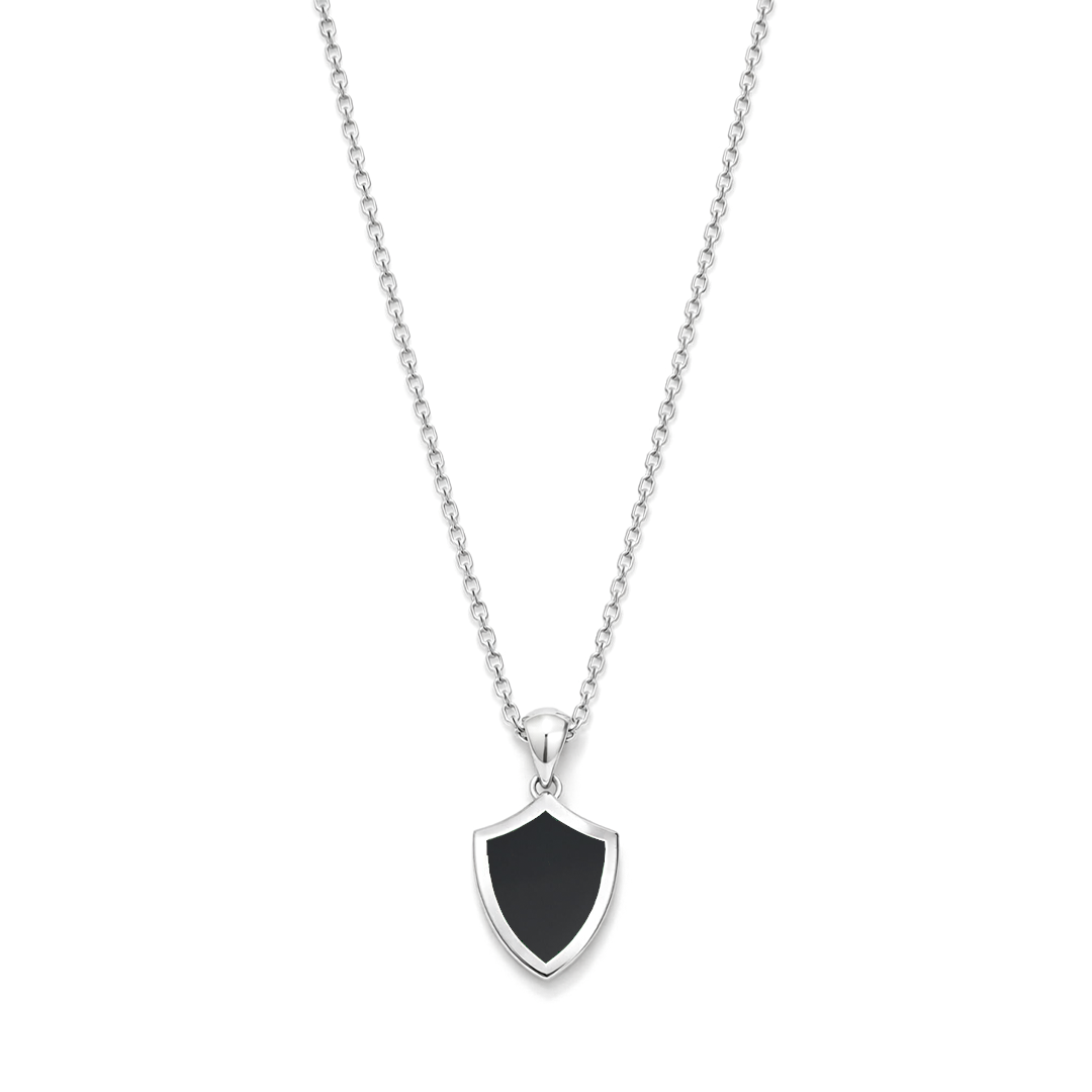 SHIELD SHAPE MEN SILVER NECKLACE