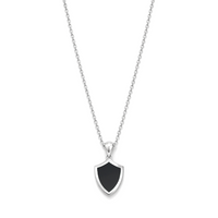 SHIELD SHAPE MEN SILVER NECKLACE