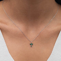 TRIPLE MARQUISE STONED SILVER NECKLACE