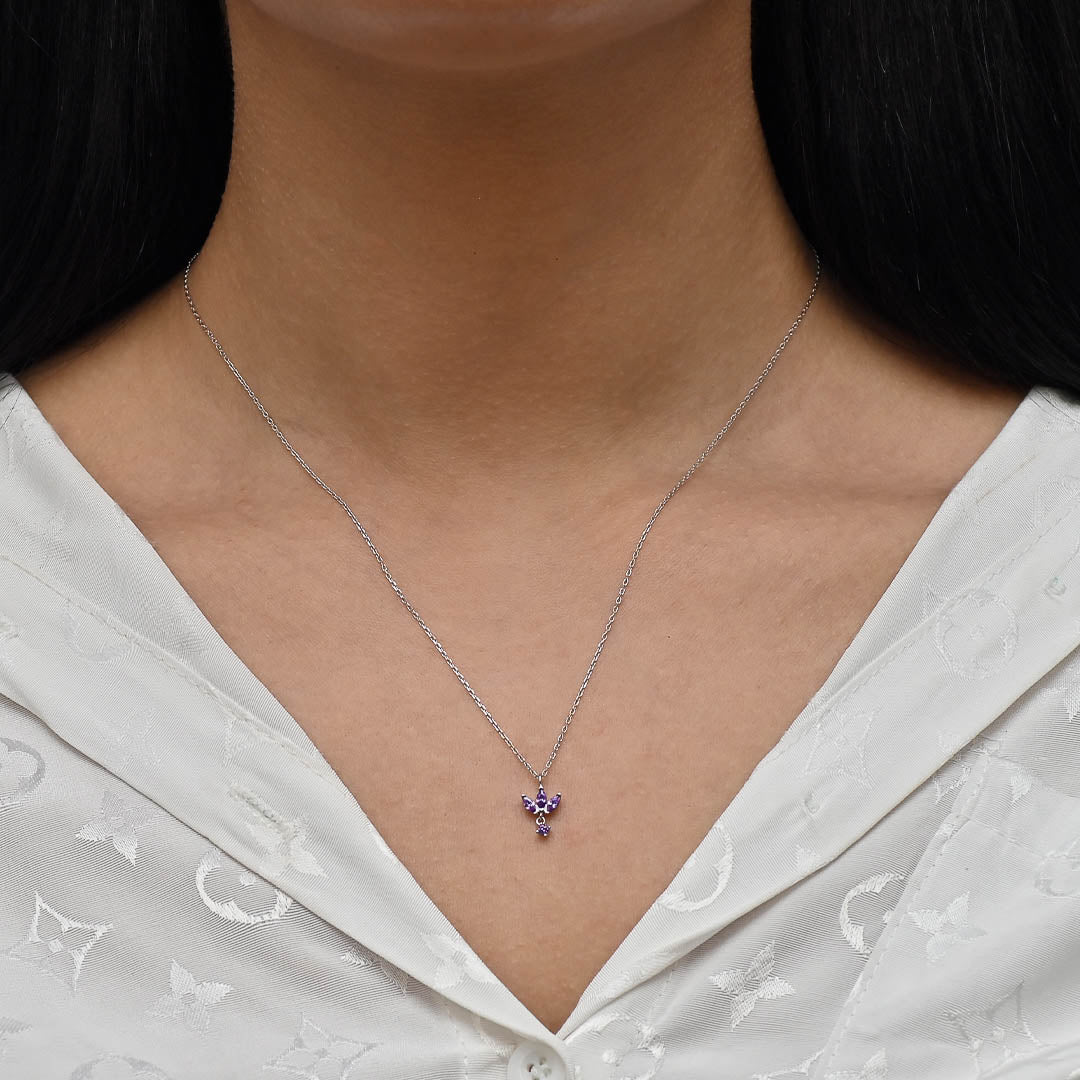 TRIPLE MARQUISE STONED SILVER NECKLACE