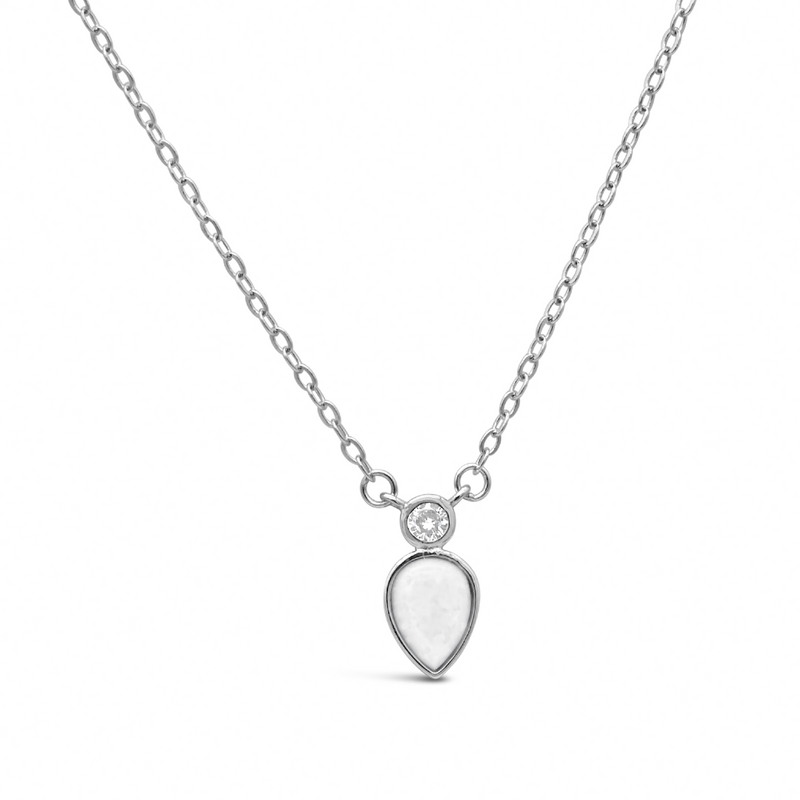 PEAR SHAPED SHELL SILVER NECKLACE