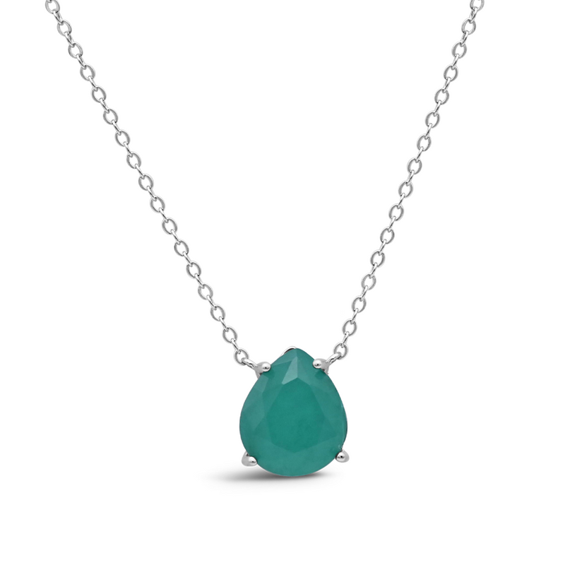 TURQUOISE PEAR STONED SILVER NECKLACE