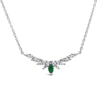 WING SHAPED MARQUISE STONES SILVER NECKLACE