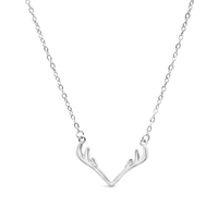 PLAIN DEER ANTLERS SILVER NECKLACE