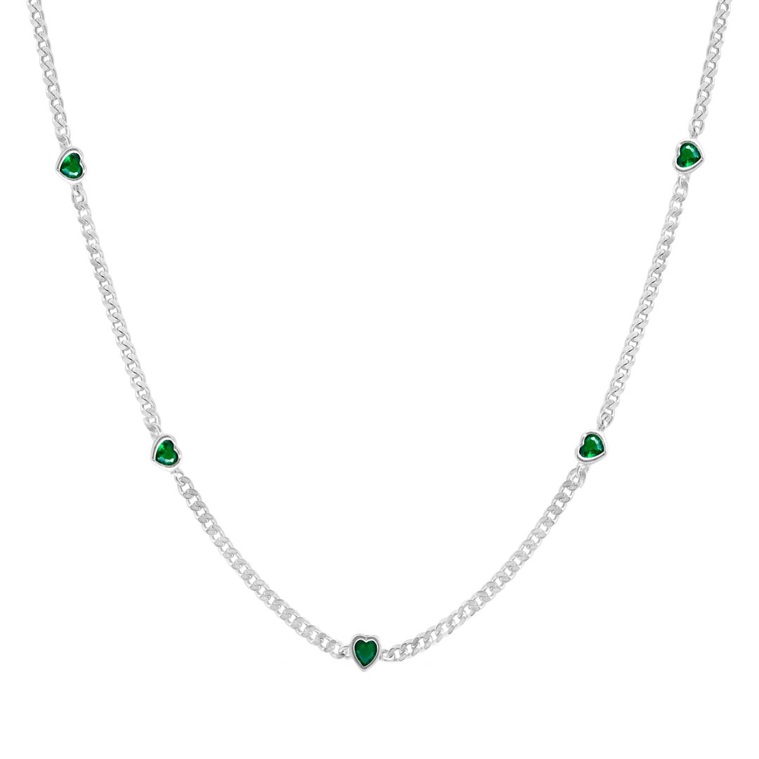 EMERALD HEARTS GOURMET SILVER NECKLACE