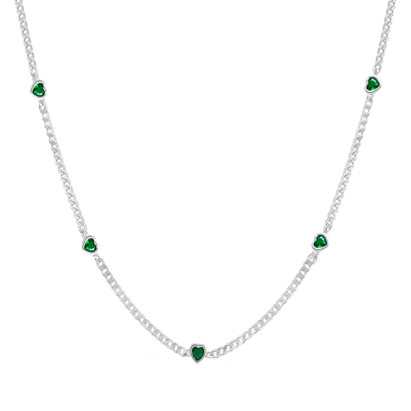 EMERALD HEARTS GOURMET SILVER NECKLACE