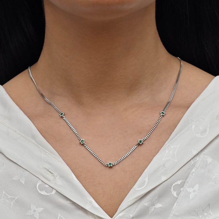 EMERALD STARS GOURMET SILVER NECKLACE