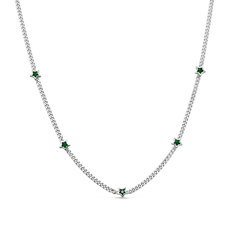 EMERALD STARS GOURMET SILVER NECKLACE