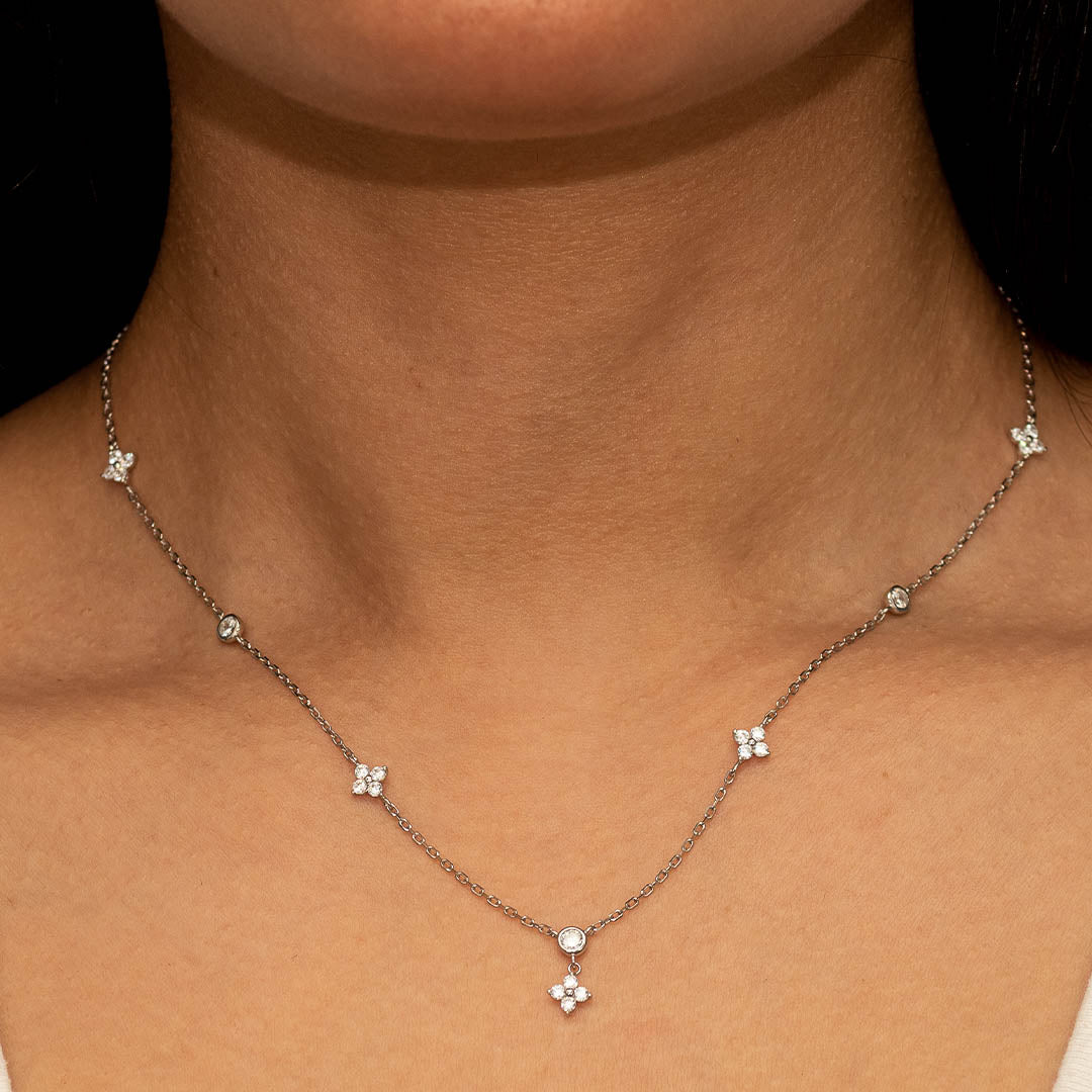 LINKED CROSSES SILVER NECKLACE