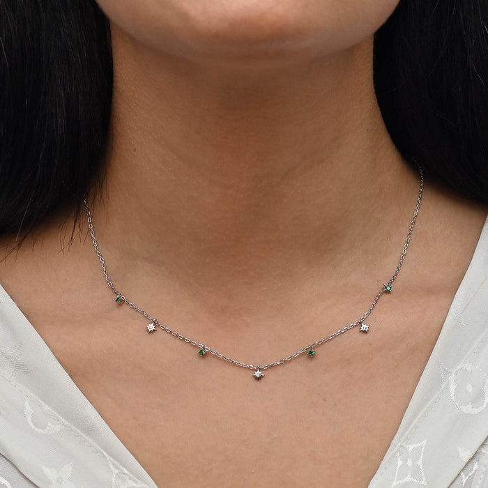 DROPPING BETHLEHEM STARS SILVER NECKLACE