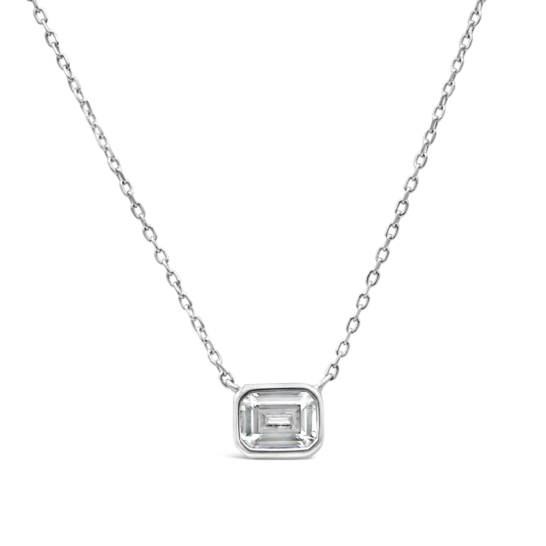 EMERALD CUT SILVER NECKLACE