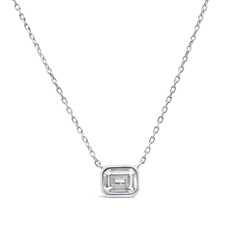 EMERALD CUT SILVER NECKLACE