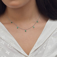 EMERALD PEAR STONES SILVER NECKLACE