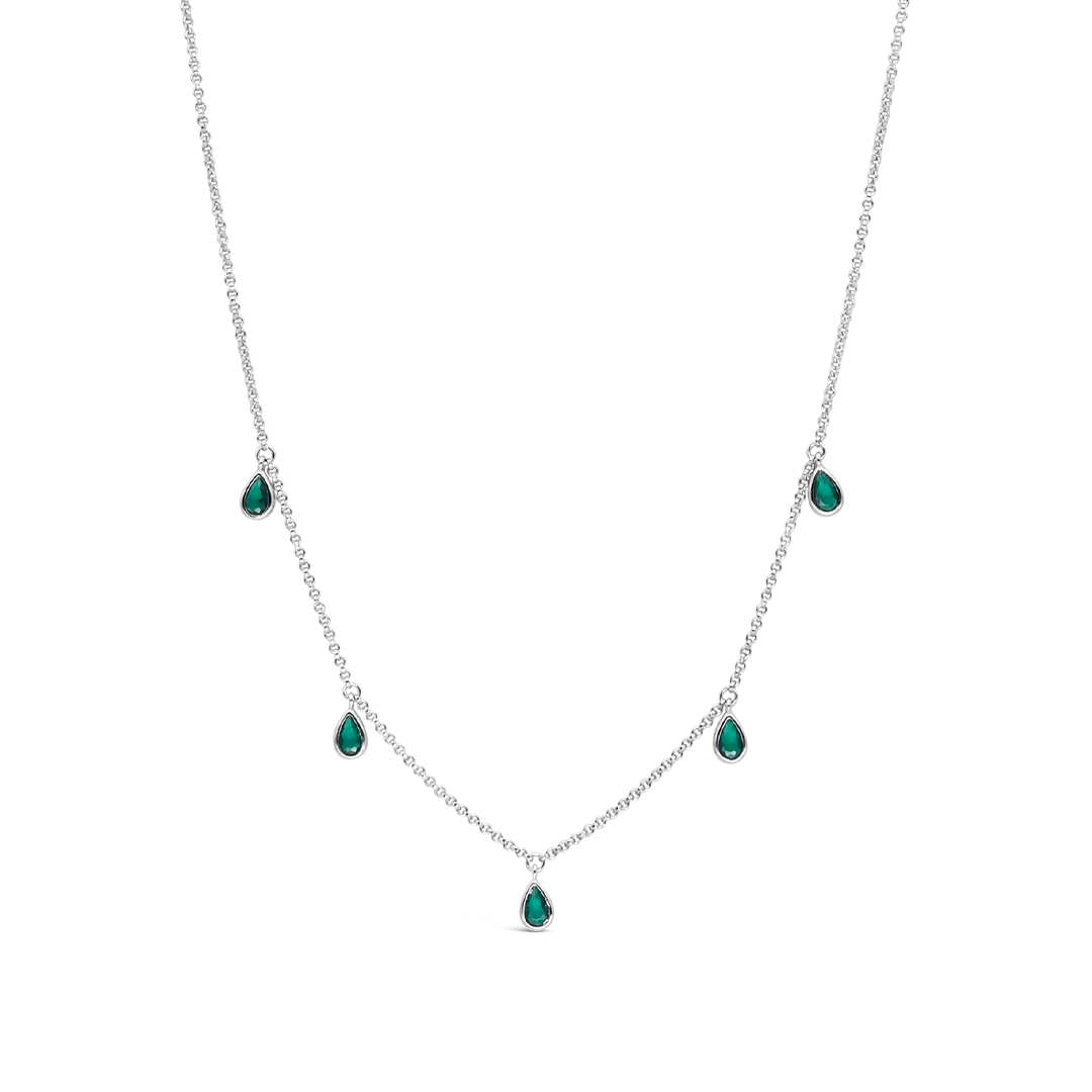 EMERALD PEAR STONES SILVER NECKLACE