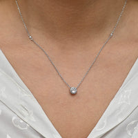 ROUND STONED SIMPLE SILVER NECKLACE