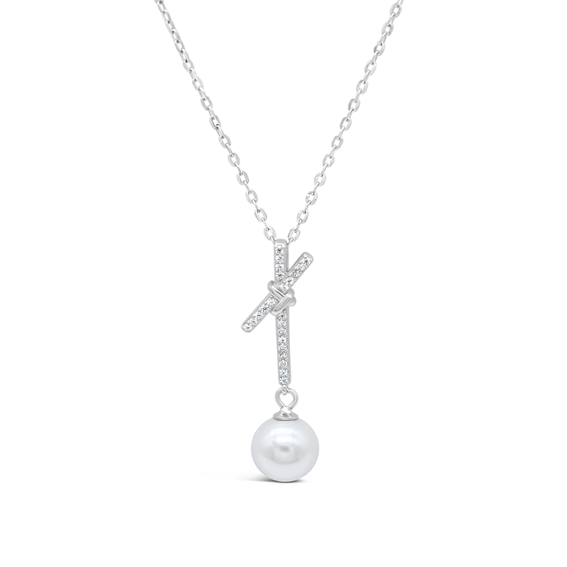 DROPPING PEARL SILVER NECKLACE