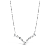 V- SHAPED PEAR STONES SILVER NECKLACE