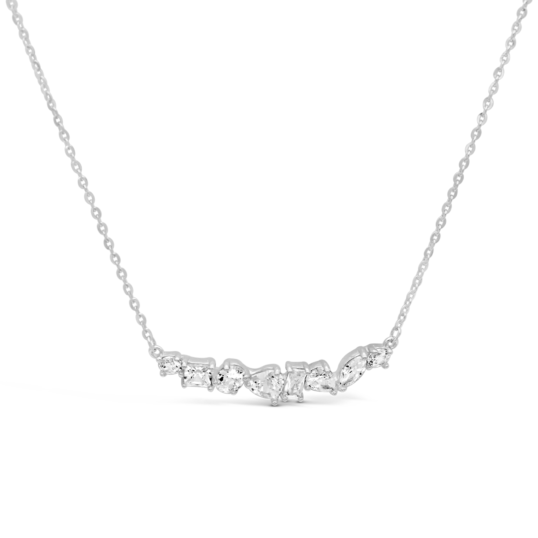 CHARMING MULTISTONED SILVER NECKLACE