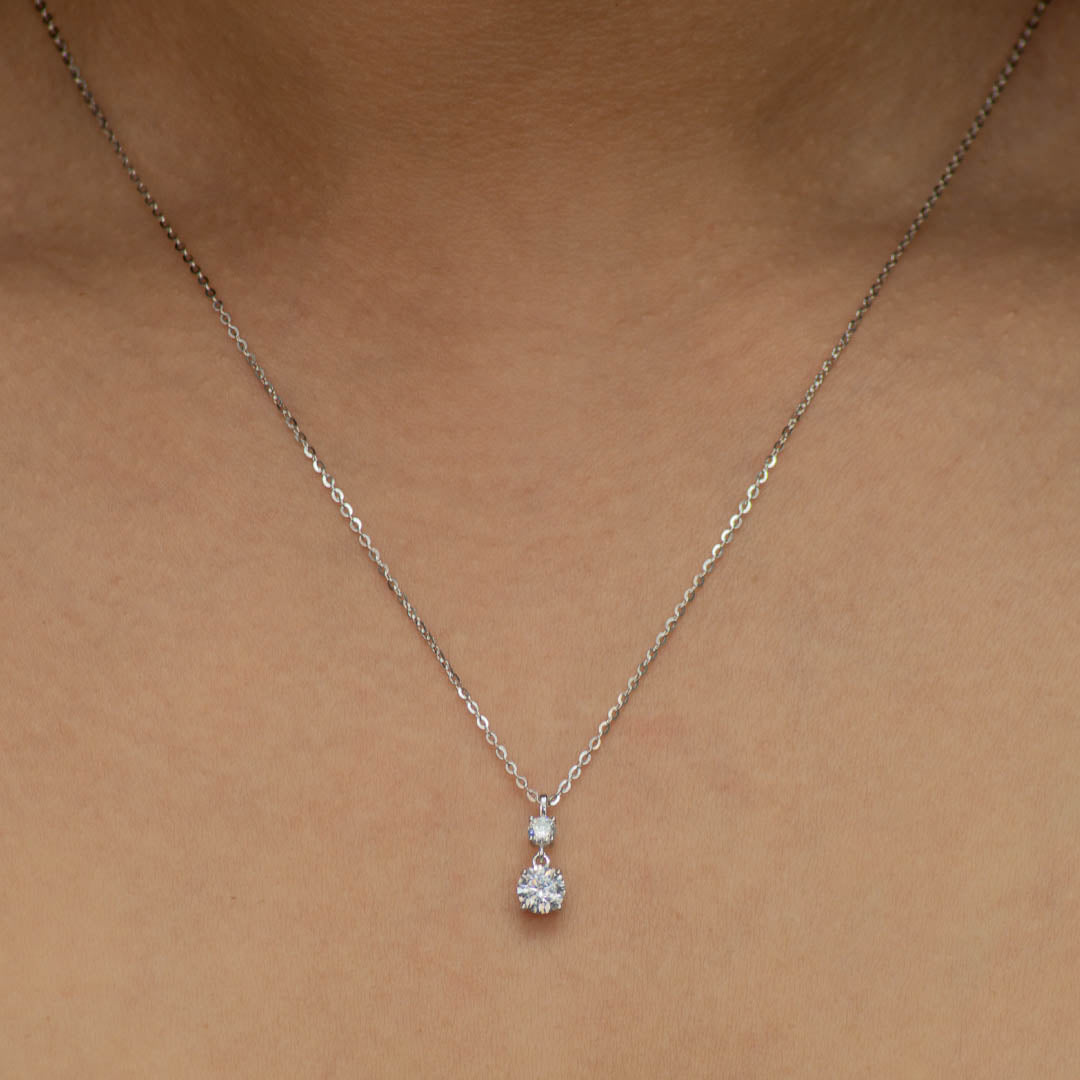 DOUBLE ROUNDED STONES SILVER NECKLACE – Marly Silver