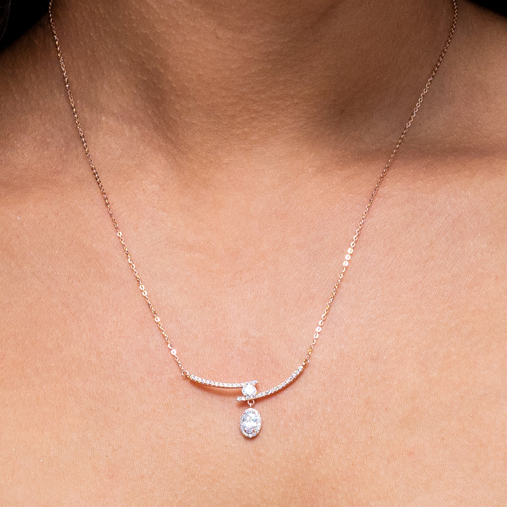 DROPPING OVAL STONED SILVER NECKLACE – Marly Silver