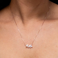 MARQUISE FLOWERS SILVER NECKLACE