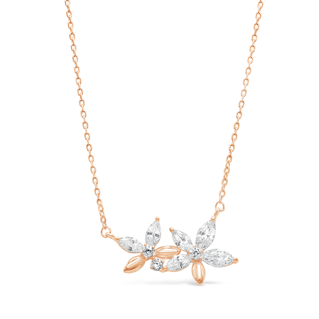 MARQUISE FLOWERS SILVER NECKLACE