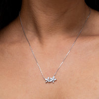 MARQUISE FLOWERS SILVER NECKLACE