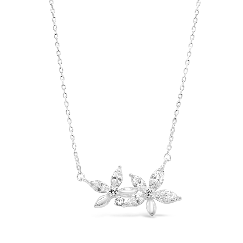 MARQUISE FLOWERS SILVER NECKLACE