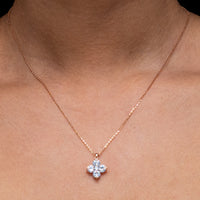 CROSS ROUND STONED SILVER NECKLACE