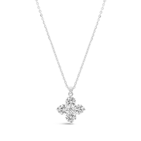 CROSS ROUND STONED SILVER NECKLACE