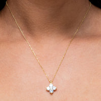 CROSS ROUND STONED SILVER NECKLACE