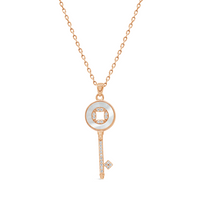 SHELL& ROUND STONES KEY SILVER NECKLACE