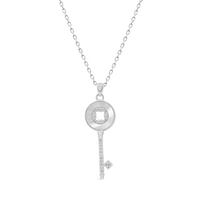 SHELL& ROUND STONES KEY SILVER NECKLACE