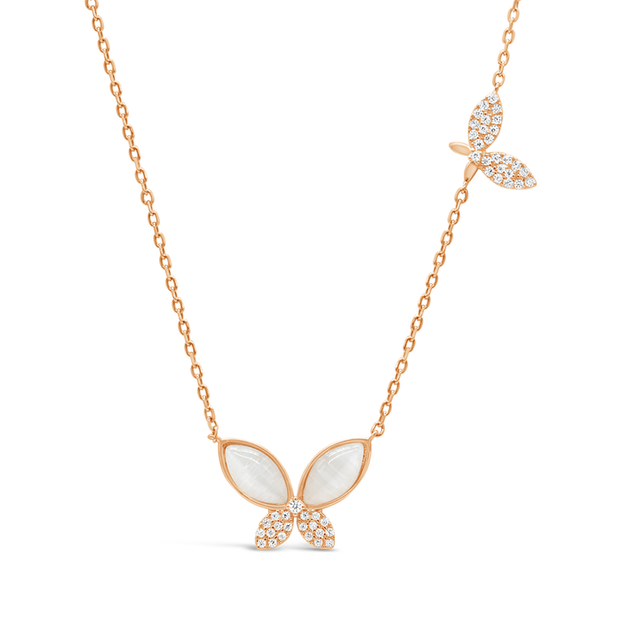 BUTTERFLY MARQUISE SHELL SILVER NECKLACE