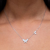 BUTTERFLY MARQUISE SHELL SILVER NECKLACE