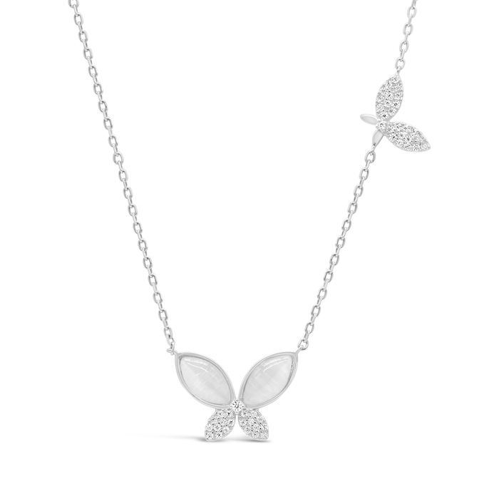 BUTTERFLY MARQUISE SHELL SILVER NECKLACE