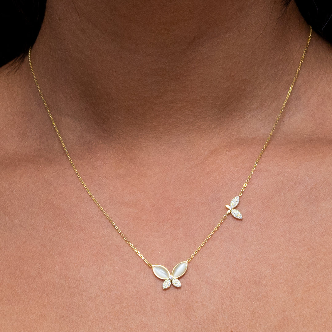 BUTTERFLY MARQUISE SHELL SILVER NECKLACE