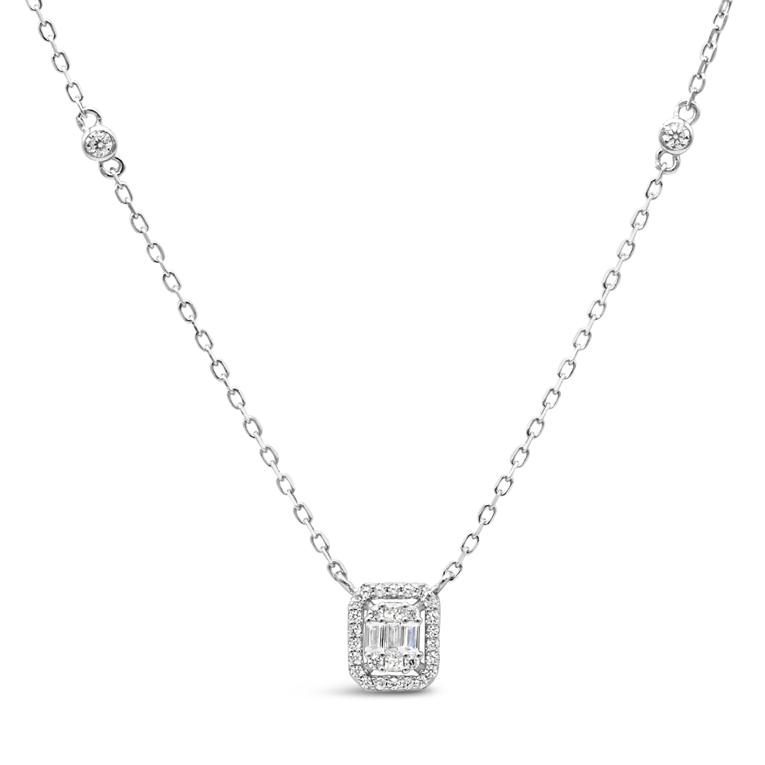 EMERALD CUT SILVER NECKLACE