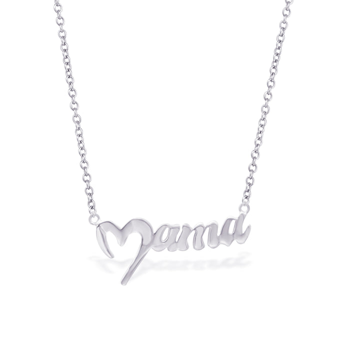 HEARTED "Mama" WORD SILVER NECKLACE