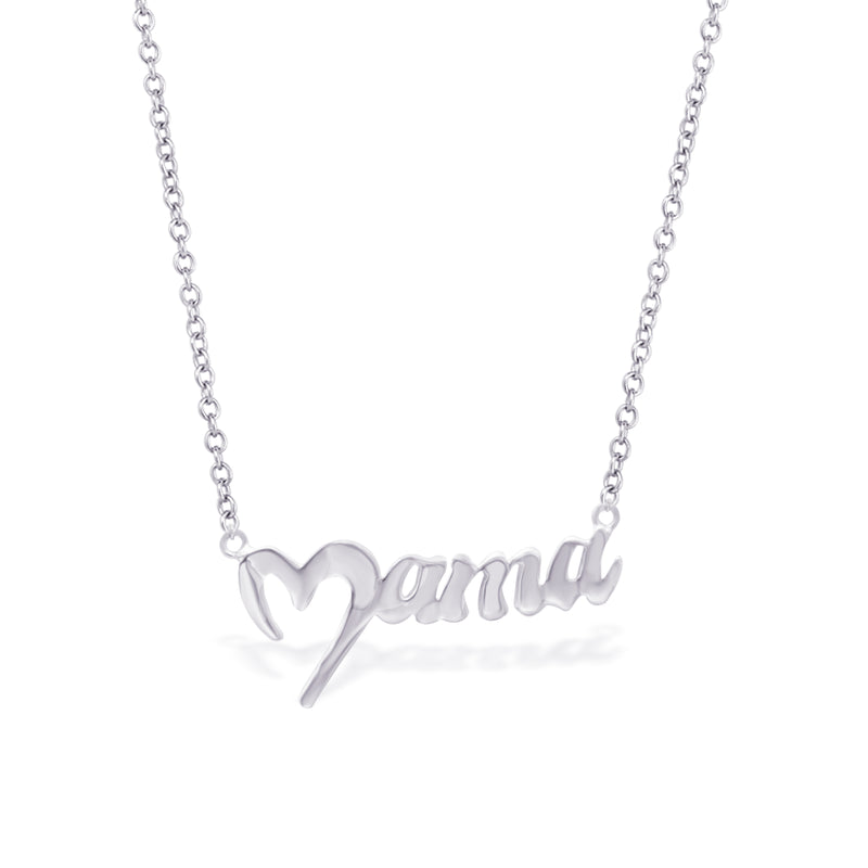 HEARTED "Mama" WORD SILVER NECKLACE