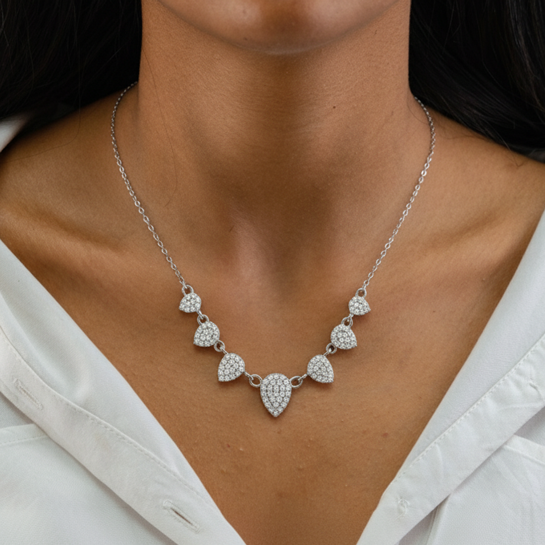 PEAR SHAPE SILVER NECKLACE