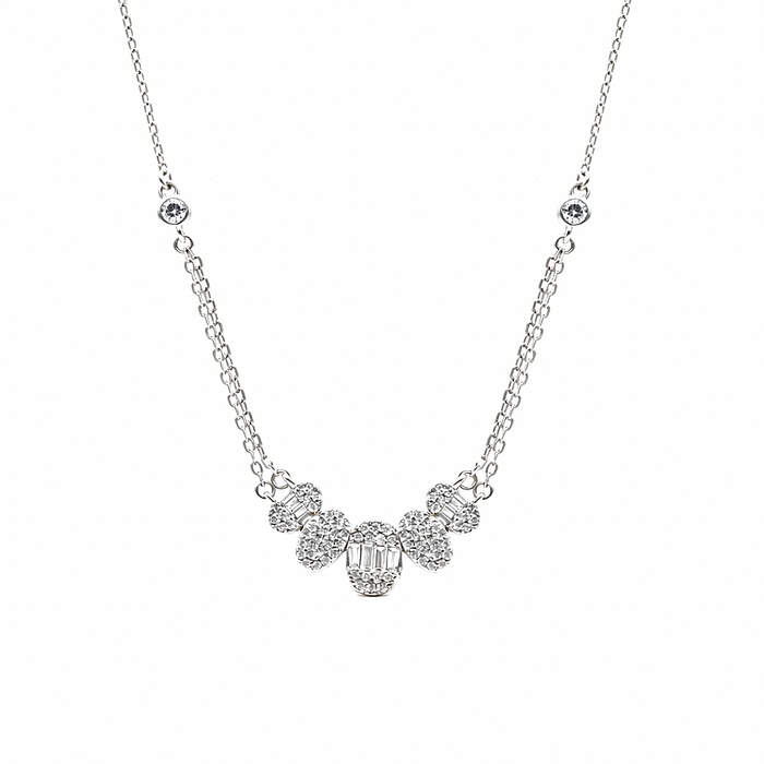 DOUBLE LAYERD MULTISTONED SILVER NECKLACE