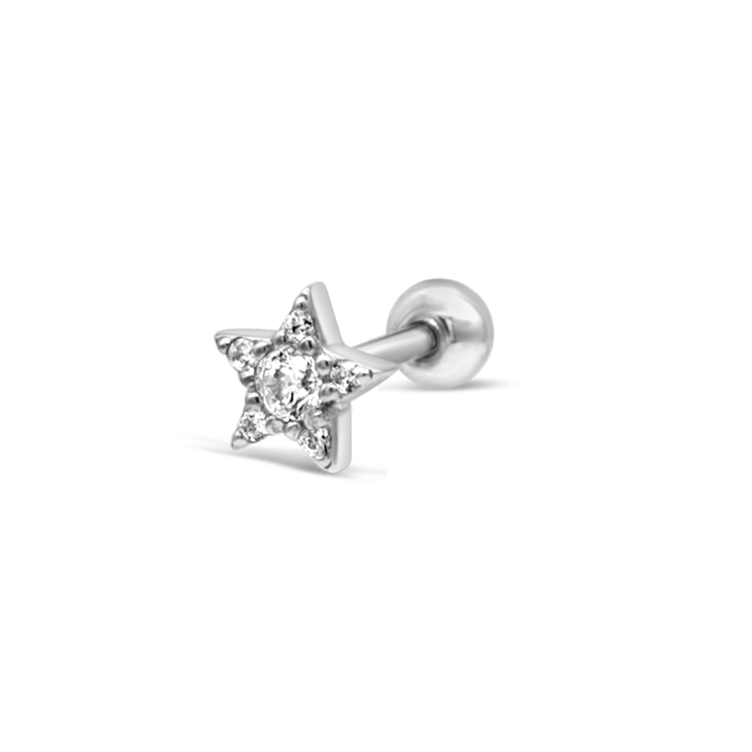 TINY STAR STONED STUD SILVER PIERCING – Marly Silver