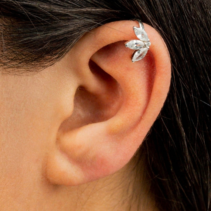 TRIPLE MARQUISE CUFF SILVER  PIERCING