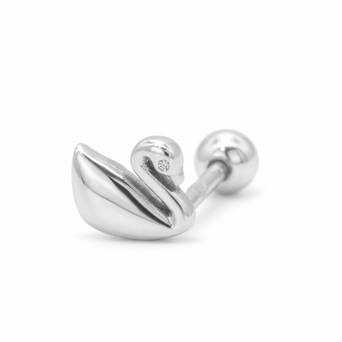 PLAIN SWAN SHAPED STUD SILVER PIERCING